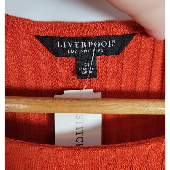 NWT Liverpool Sleeveless Boat Neck Rib Knit Top Size M Burnt Orange - Picture 4 of 8